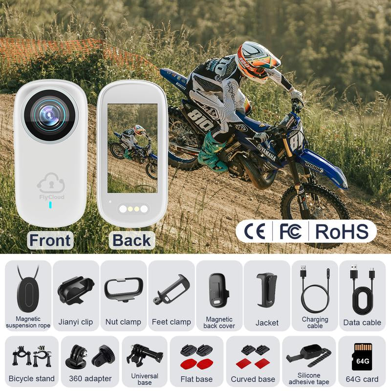 Flycloud One 4K Mini Camera - Waterproof, Anti-Shake, 3-4 Hours Battery Life, Ideal for Pets, Travel, Adventures, Meetings, and Daily Recording