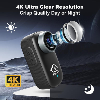 Flycloud One 4K Mini Camera - Waterproof, Anti-Shake, 3-4 Hours Battery Life, Ideal for Pets, Travel, Adventures, Meetings, and Daily Recording