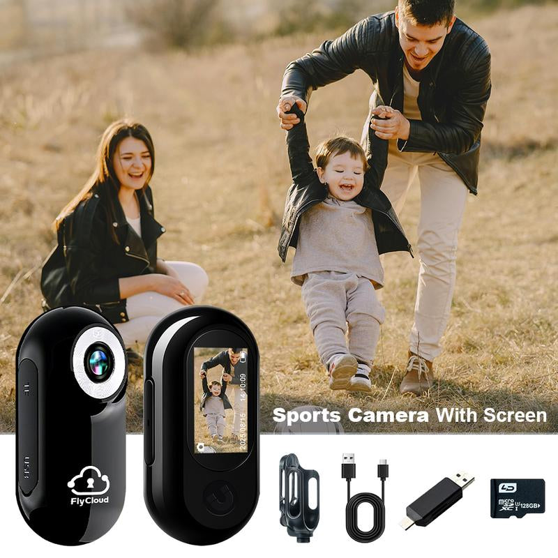Flycloud One 4K Mini Camera - Waterproof, Anti-Shake, 3-4 Hours Battery Life, Ideal for Pets, Travel, Adventures, Meetings, and Daily Recording