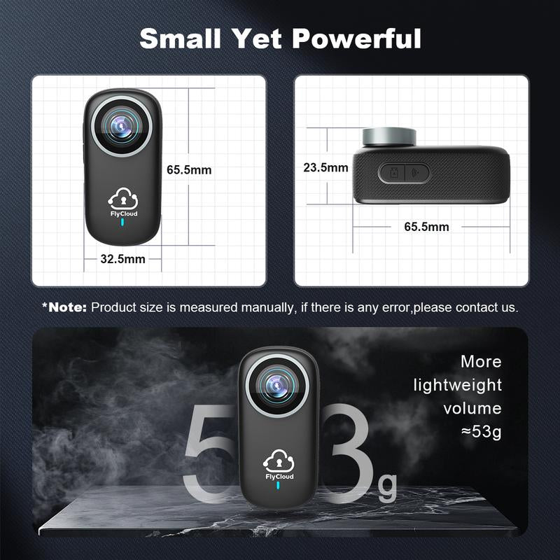 Flycloud One 4K Mini Camera - Waterproof, Anti-Shake, 3-4 Hours Battery Life, Ideal for Pets, Travel, Adventures, Meetings, and Daily Recording