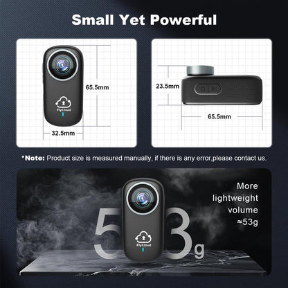 Flycloud One 4K Mini Camera - Waterproof, Anti-Shake, 3-4 Hours Battery Life, Ideal for Pets, Travel, Adventures, Meetings, and Daily Recording
