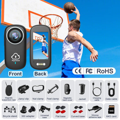Flycloud One 4K Mini Camera - Waterproof, Anti-Shake, 3-4 Hours Battery Life, Ideal for Pets, Travel, Adventures, Meetings, and Daily Recording